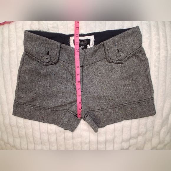 High Waist Gray Textured Shorts - Picture 6 of 8